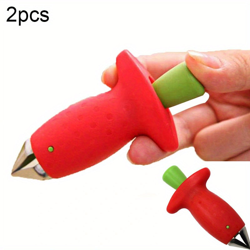 1pc Stainless Steel Strawberry Huller and Tomato Corer - Ergonomic Easy Grip, Durable ABS Handle, Kitchen Gadget for Efficient Fruit Stem Removal, Tomato Coring Device | Functional Kitchen Tool | Durable Kitchenware