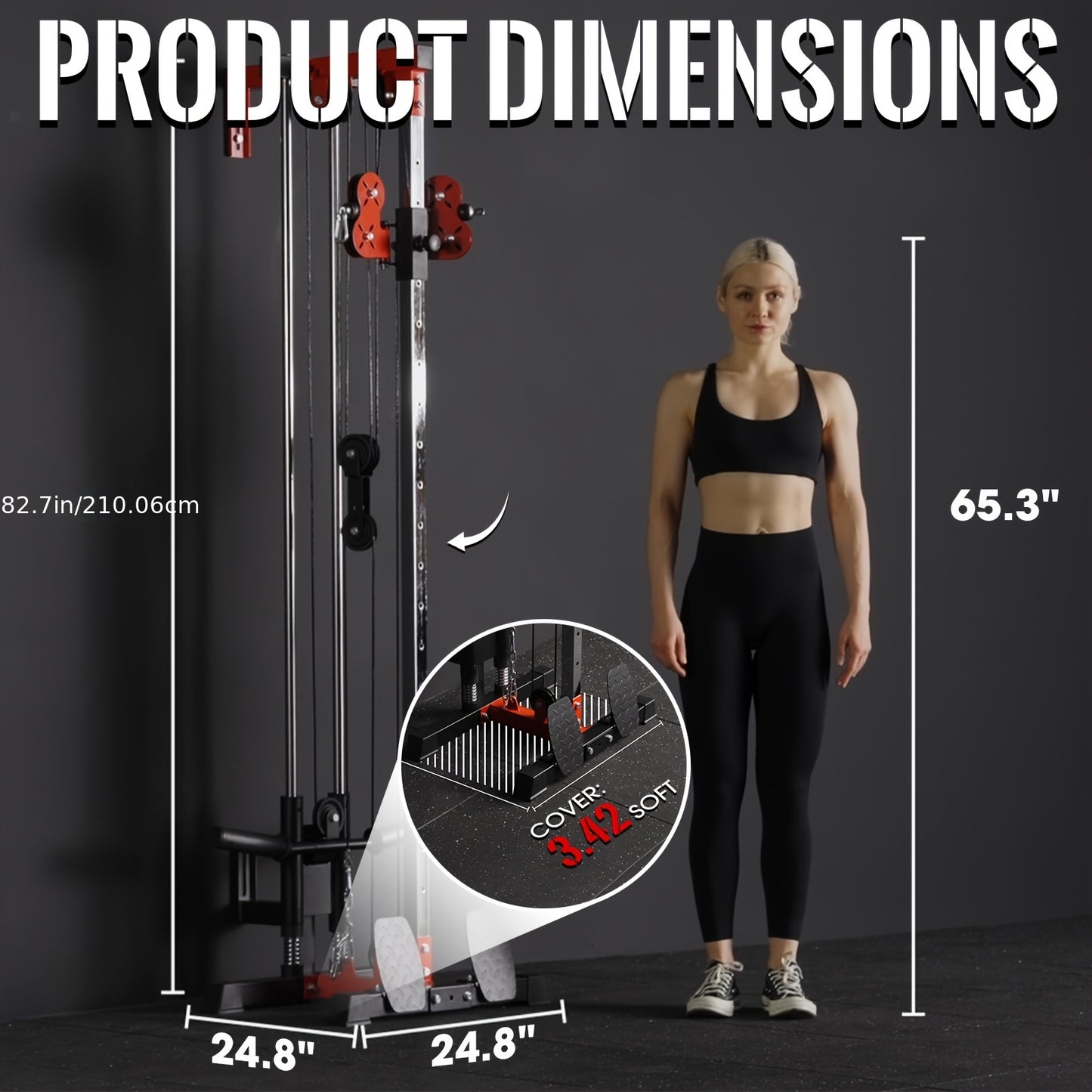 400lb Capacity Wall Mounted Pulley Tower, Cable Crossover And Lat Pull Down Machine With 18 Positions Dual Pulley System, Lat Pulldown Cable Training For Home Gym Fitness Equipment