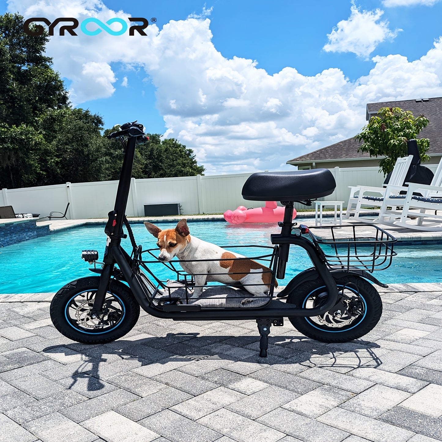 Electric Scooter with Seat for Adults, 550W Powerful Motor, 20-Mile Range, Speed up to 18.6MPH, Ample Storage for Pets & Cargo