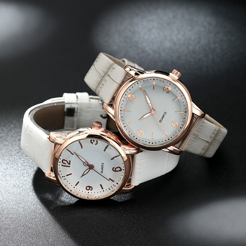 Elegant Women's Quartz Watch - Genuine Leather Strap, Water-Resistant, Versatile for All Occasions