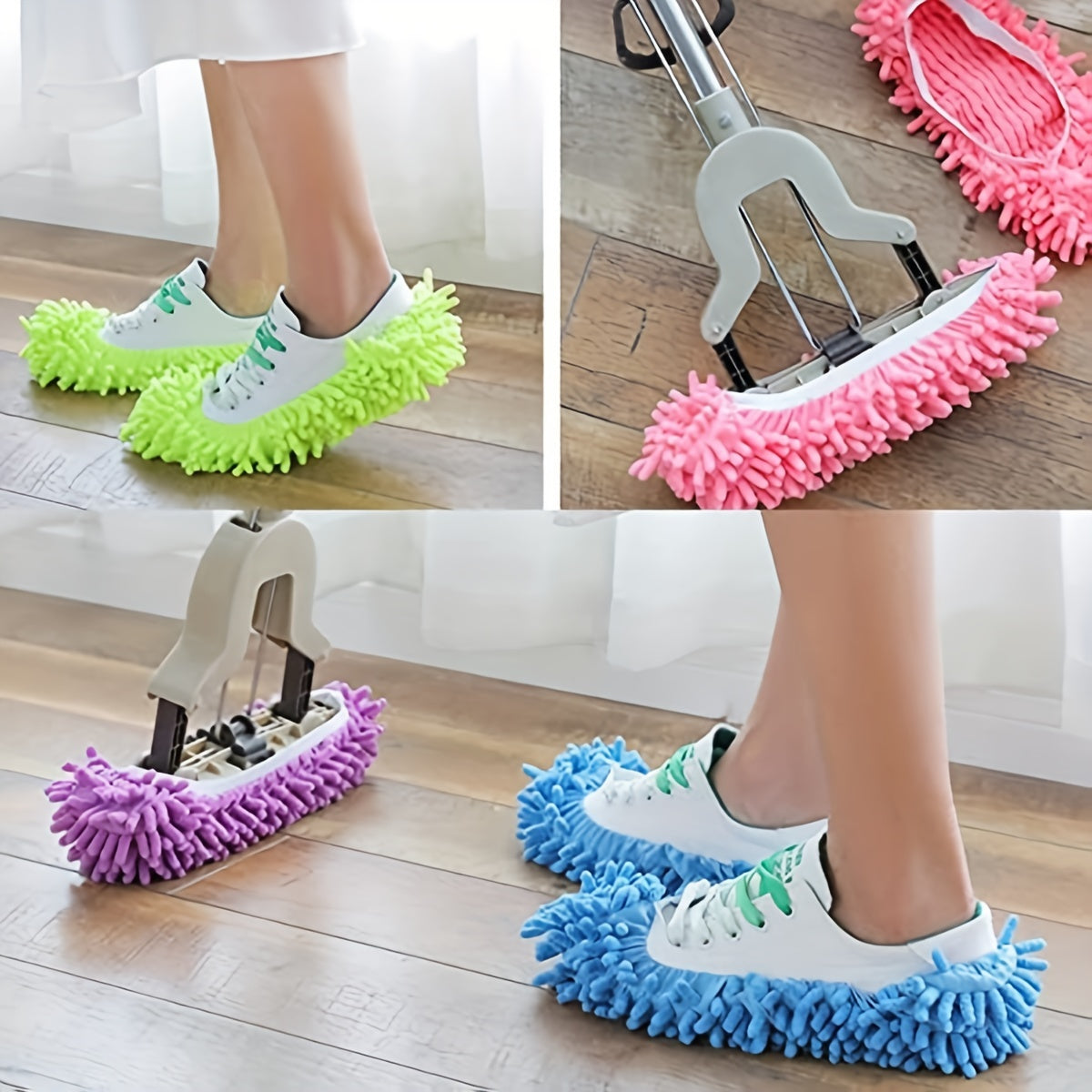5 Pairs Of Mop Slippers Shoes Cover, Soft Washable Reusable Microfiber Foot Socks, Dust Mop Slippers For Cleaning Bathroom, Kitchen, Bedroom