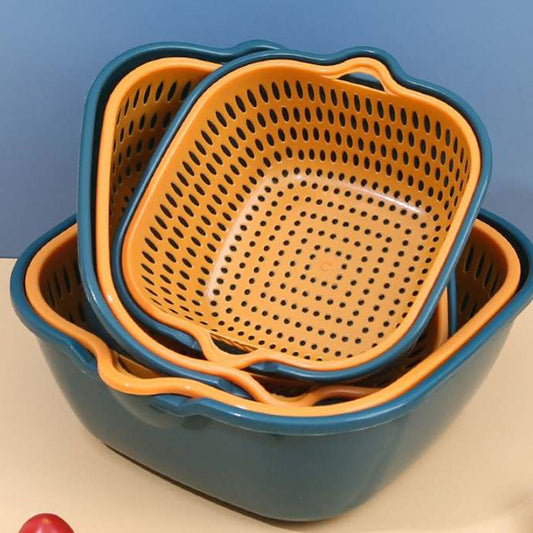 6pcs, Colander, Double Layer Drain Basket, Plastic Strainer Basket, Reusable Washing Basket, Household Colander For Kitchen, Fruits And Vegetable Washing Basket, Kitchen Stuff, Kitchen Gadgets, Kitchen Accessories