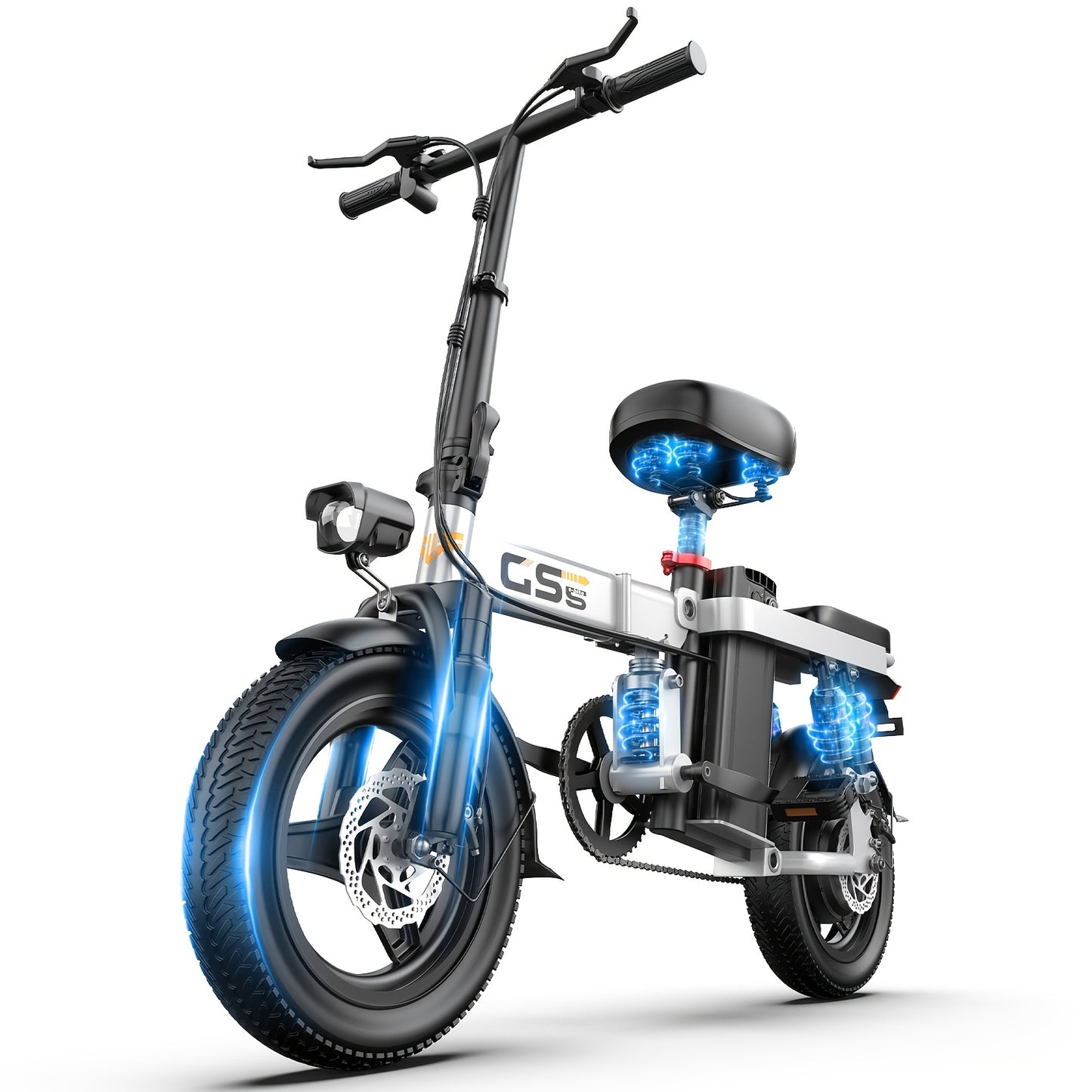 UPlee Ebikes For Adults, 500W Motor, 20MPH 30Miles Range Electric Bike For Adults, 48V 15AH Battery Mini Folding E Bike, 14" Tires, Lightweight Adult Electric Bicycles For City Commute, Travel Mobility Scooter