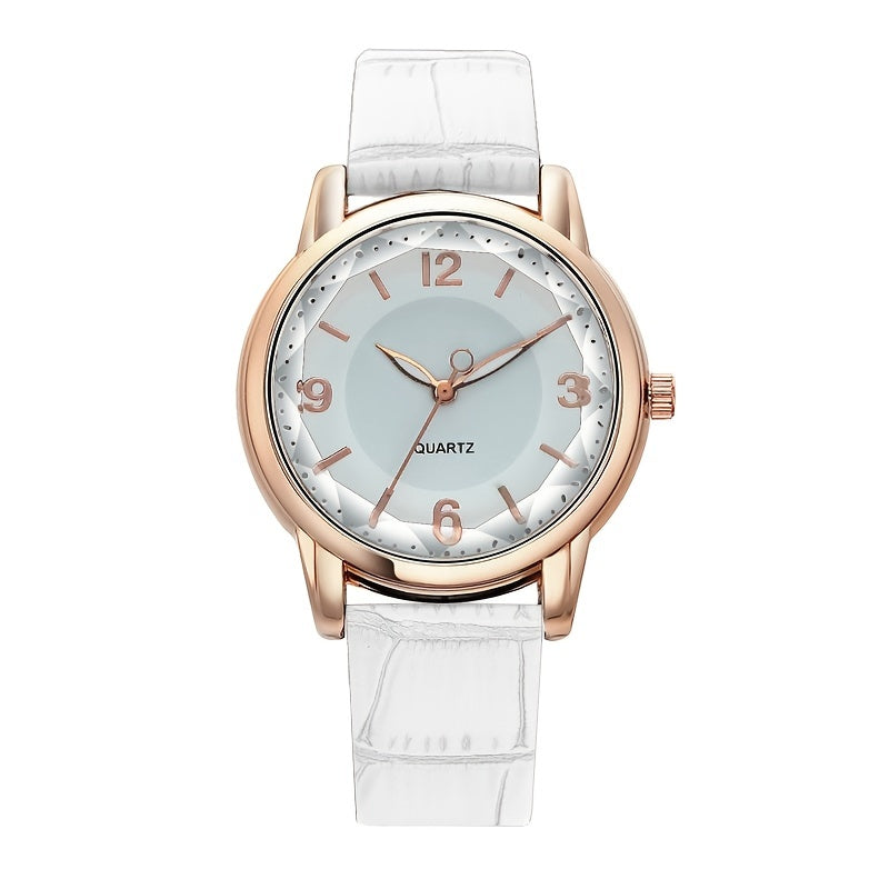 Elegant Women's Quartz Watch - Genuine Leather Strap, Water-Resistant, Versatile for All Occasions