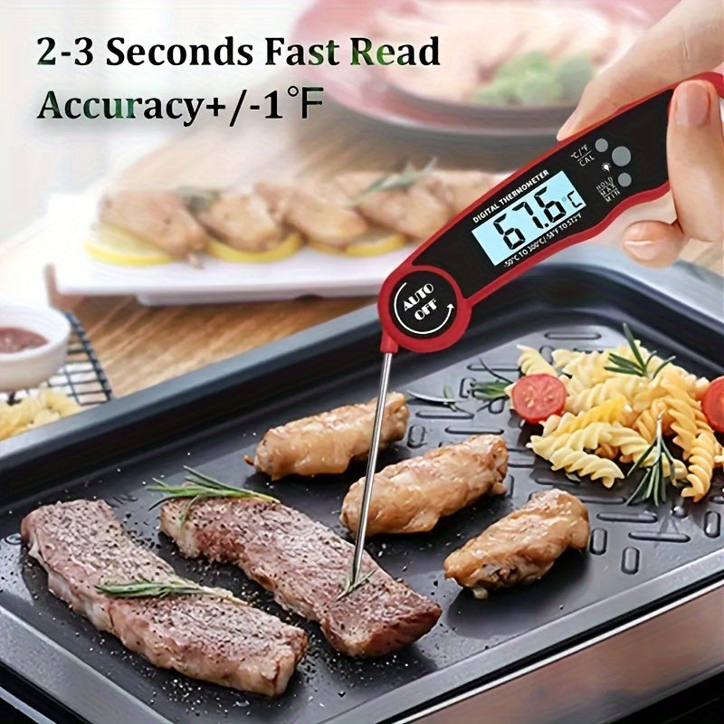1pc Digital Instant Read Meat Thermometer With 4.6-Inch Folding Probe Backlight & Calibration Function For Cooking, Thermometer Digital Thermometer Meat Kitchen Cooking Tools