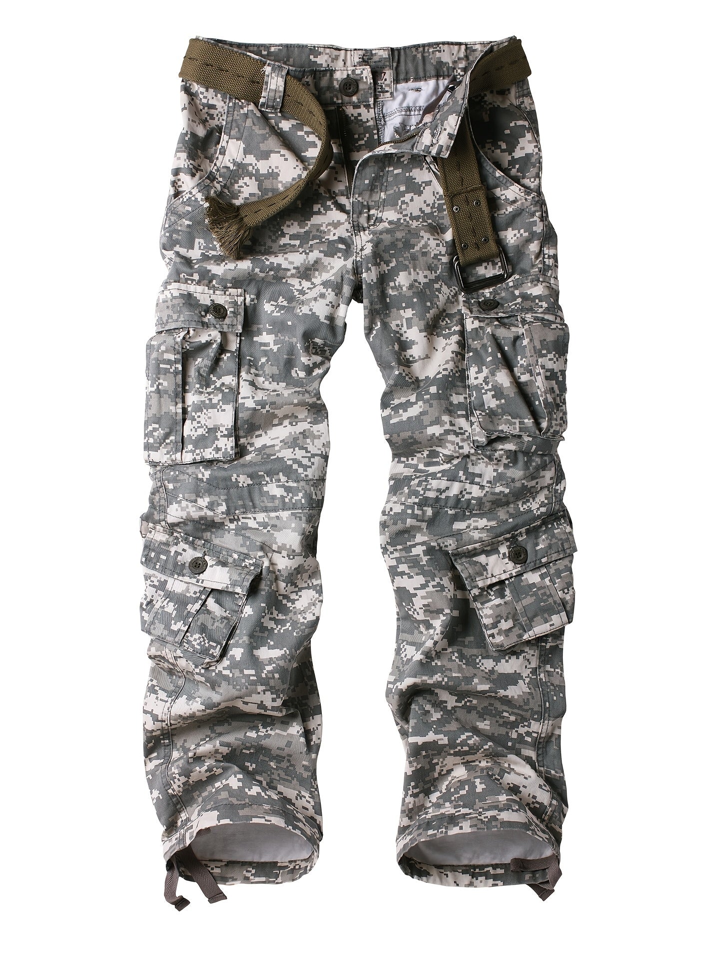 Men's Cotton Camouflage Cargo Pants Multi-Pocket Tactical Loose Fit Regular Length mid Waist Casual Weekend Wear