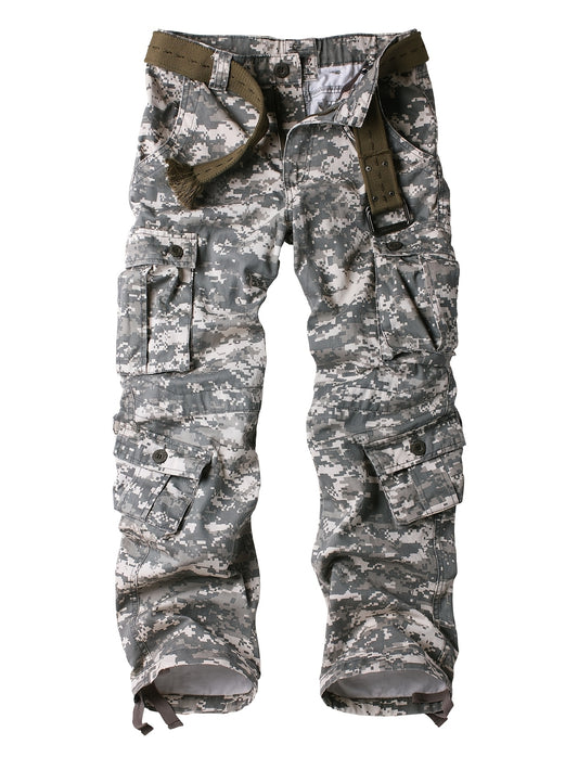 Men's Cotton Camouflage Cargo Pants Multi-Pocket Tactical Loose Fit Regular Length mid Waist Casual Weekend Wear