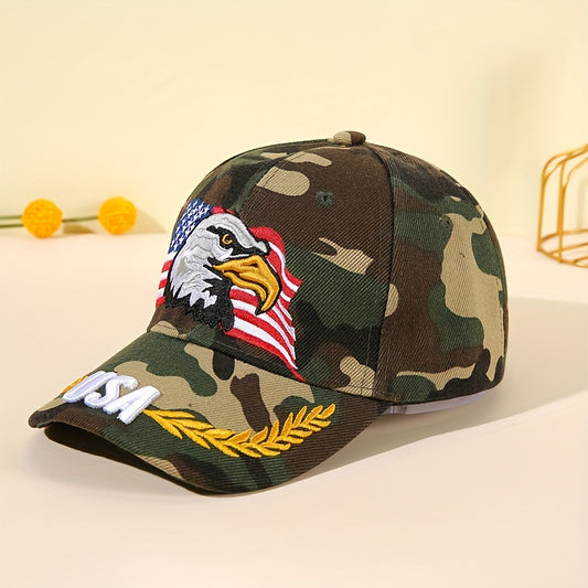 Unisex Eagle Embroidered Baseball Cap - Tactical Camouflage Sunshade Dad Hat with Adjustable Strap - Perfect for Outdoor Enthusiasts and Patriotic Fans