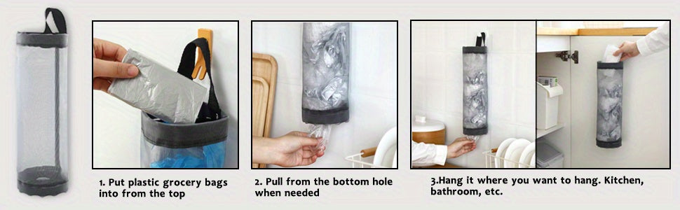 1pc Collapsible Plastic Bag Organizer - Convenient Grocery Bag Holder with Durable Mesh Storage, Foldable Garbage Bag Dispenser, Ventilated for Kitchen Freshness and Space-Saving Efficiency