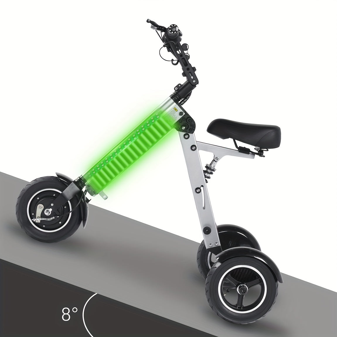 TopMate ES32 Electric Scooter 3 Wheels Foldable Trike with Seat for Adults, Light Weight Mobility with Reverse Function and Key Switch, 10 Inch Pneumatic Tires Tricycle for Commute and Travel