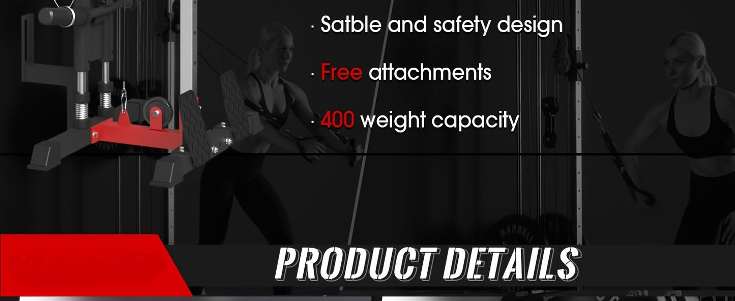 400lb Capacity Wall Mounted Pulley Tower, Cable Crossover And Lat Pull Down Machine With 18 Positions Dual Pulley System, Lat Pulldown Cable Training For Home Gym Fitness Equipment