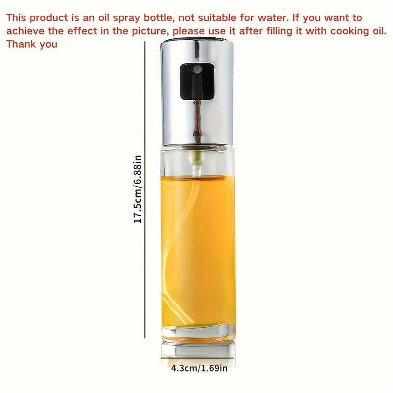 100ml Silver Grey Glass Olive Oil Sprayer Bottle - Effortless Cooking Oil Dispenser & Vinegar Bottle for Air Fryer, Kitchen, Cooking, Frying, Salad, Baking, BBQ - Durable, Easy-to-Use, and Space-Saving