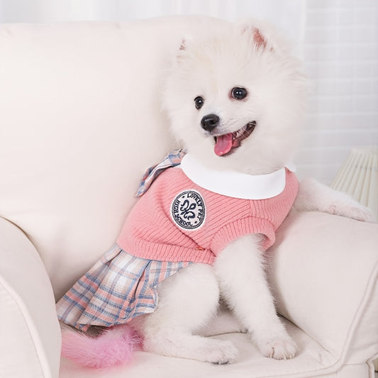 Adorable Bowknot Dog Sweater Dress - Warm Winter Pet Costume for Small, Medium, Large Dogs & Cats - Soft, Cozy, and Stylish Pet Apparel for Cold Weather