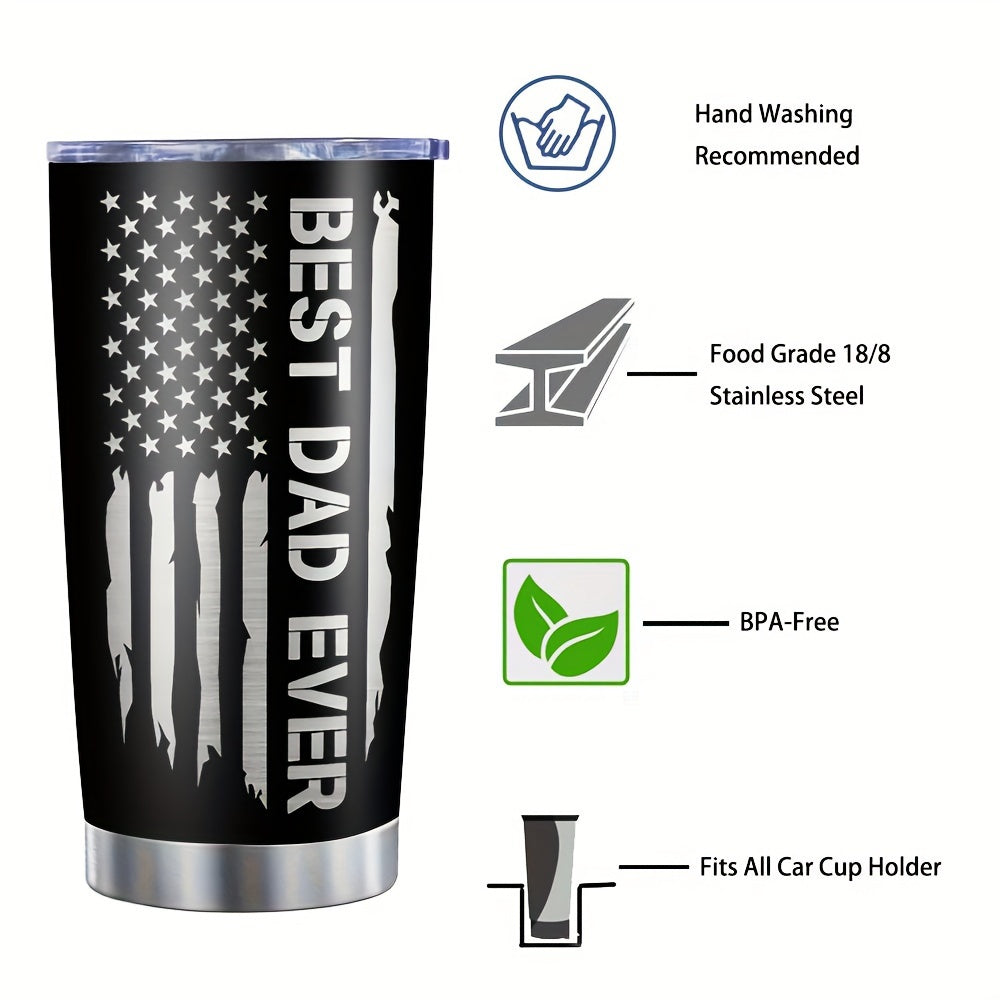20oz Stainless Steel Tumbler with Lid And Straw Dual Wall Vacuum Insulated Water Bottle Ideal Gift for Dad - Heat & Cold Insulation