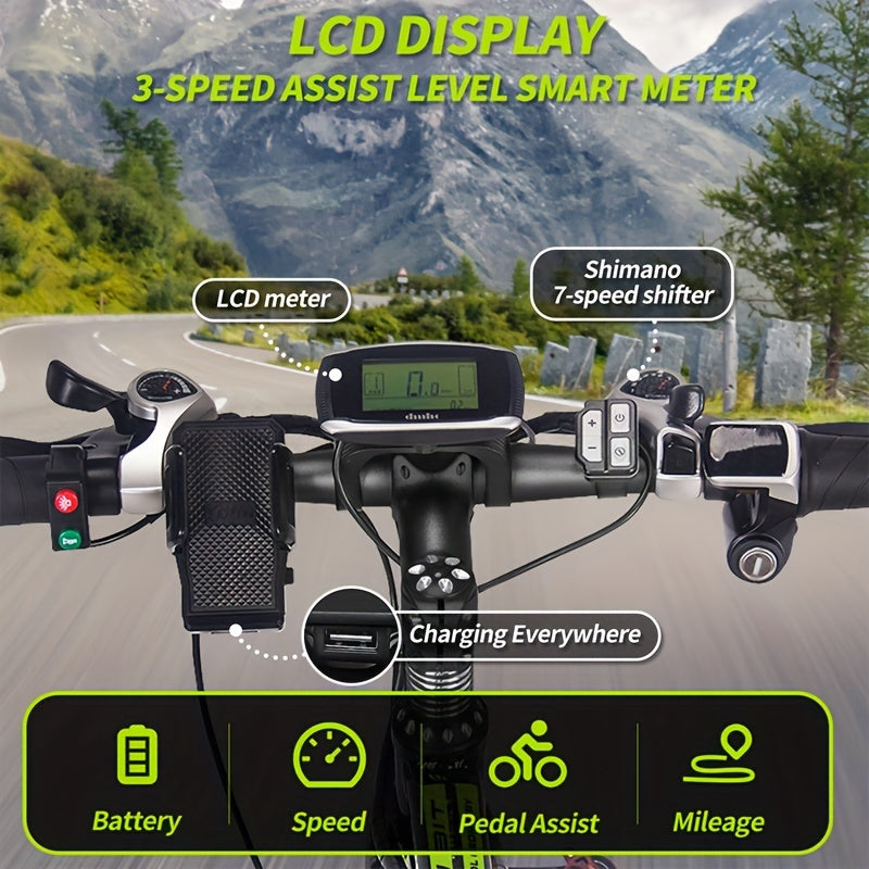 Electric Bike, 720W 26 Inch Fat Tire Mountain Ebike, 19 MPH 12.5AH 48V Battery Bicycle 7Speed Electric Dirt E Bikes, Mountain Bike, Halloween Gift