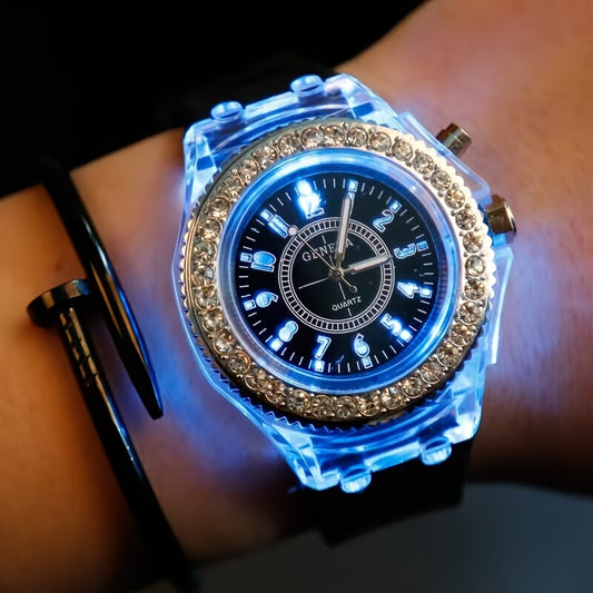Stylish Quartz Sports Watch for Women - Luminous Display, Elegant Transparent Design & Comfortable Silicone Strap