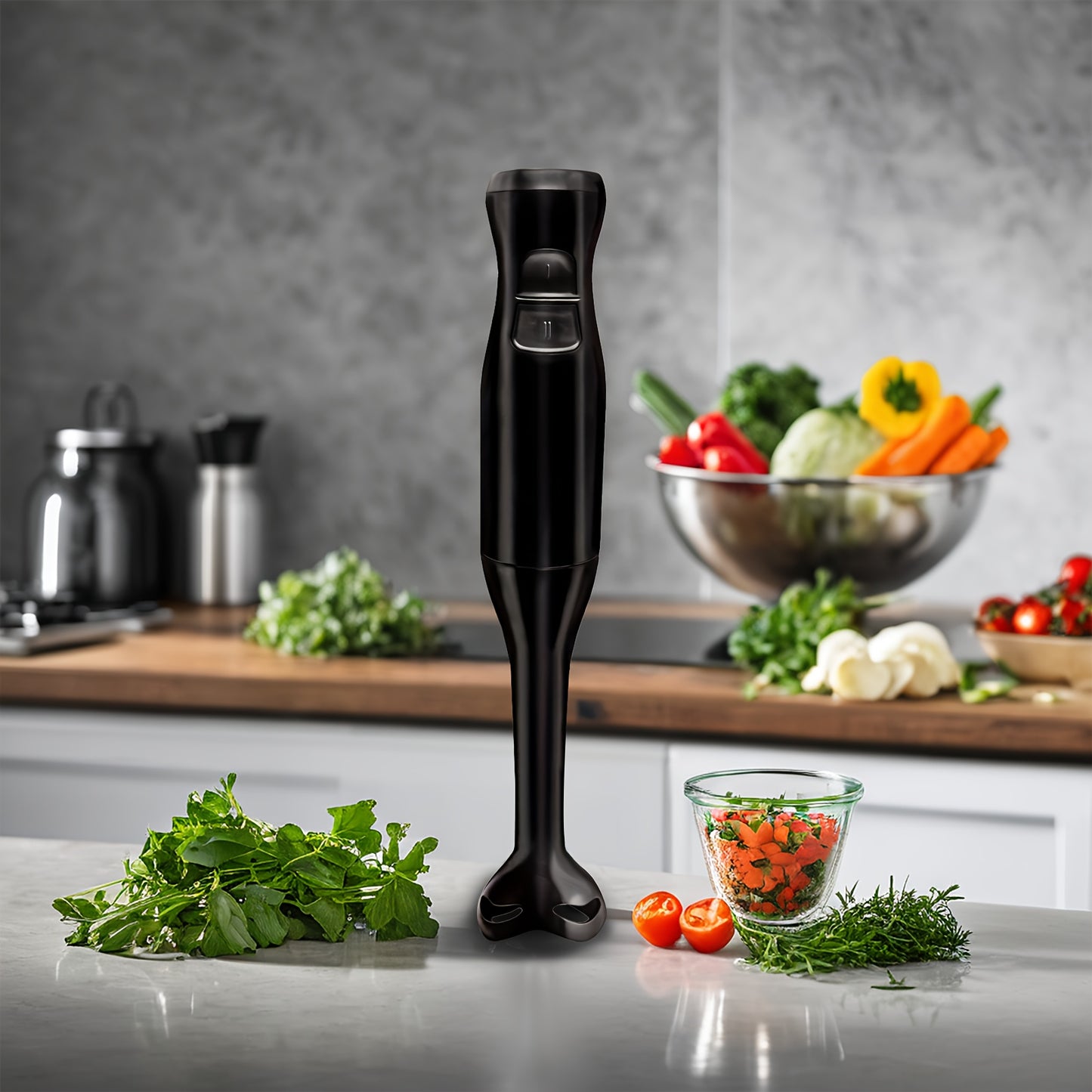 Electric Immersion Hand Blender(Black), Mixer, Chopper, Powerful 180 Watt Ice Crushing 2-Speed Control One Hand Mixer, Removable Blending Stick For Easy Cleaning For Purees, Smoothies, Shakes, Ivory, Soups, Sauces, Baby Food,