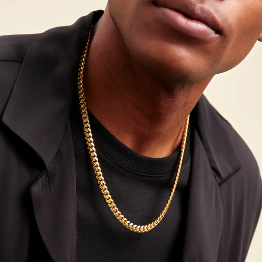1pc To My Son New Golden Cuba Necklace Father's Day Gift For Him Gift Box Hip Hop Titanium Steel Gift for Him Man Father Best Dad Women Mother's Day Jewelry Waterproof Fashion Trendy Simple Jewelry birthday