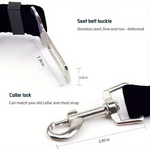 Retractable Pet Car Leash with Safety Buckle - Securely Restrain Dogs and Cats During Car Rides