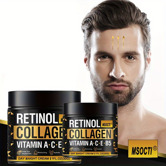Men's Facial Moisturizer - Collagen, Hyaluronic Acid, Vitamins E & A, Avocado Oil - After Shave Lotion - Moisturizes, Day & Night With Plant Squalane