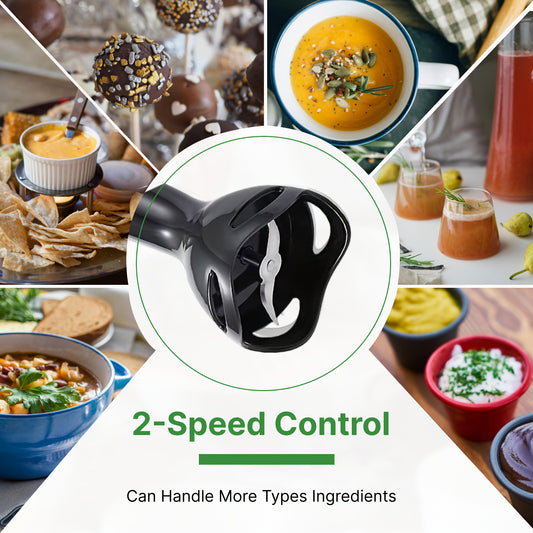 Electric Immersion Hand Blender(Black), Mixer, Chopper, Powerful 180 Watt Ice Crushing 2-Speed Control One Hand Mixer, Removable Blending Stick For Easy Cleaning For Purees, Smoothies, Shakes, Ivory, Soups, Sauces, Baby Food,
