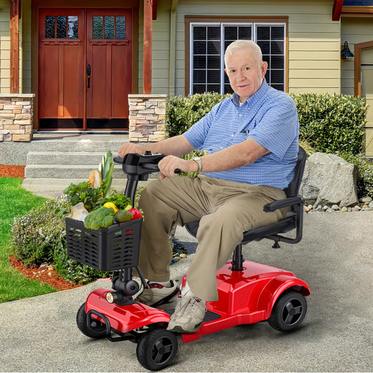 ENGWE Folding 4-Wheel Mobility Scooter, 250W 24V Motor, 15 Miles Long Range For Adults With Detachable Basket, Front Light, 265lbs Max Weight, Halloween Christmas Gifts