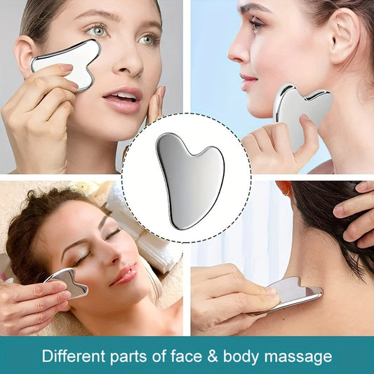 Premium Stainless Steel Gua Sha Facial Tool - Durable Metal Massage Board for Face and Body, Includes Exquisite Gift Box