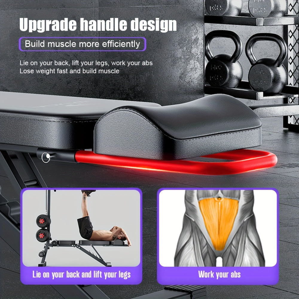 Versatile Home Gym Bench with Pull-Up Bar & Sit-Up Assist - Adjustable, Multi-Functional Fitness Equipment for Full Body Workout (Dumbbells Not Included), High Pull Rod, Bird Bench