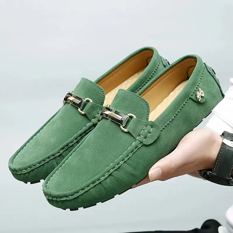 [Metallic Moccasin Loafer Shoes] Men's Moccasin Loafer Shoes With Metallic Decor, Comfy Non-slip Slip On Shoes, Men's Shoes, Spring And Summer
