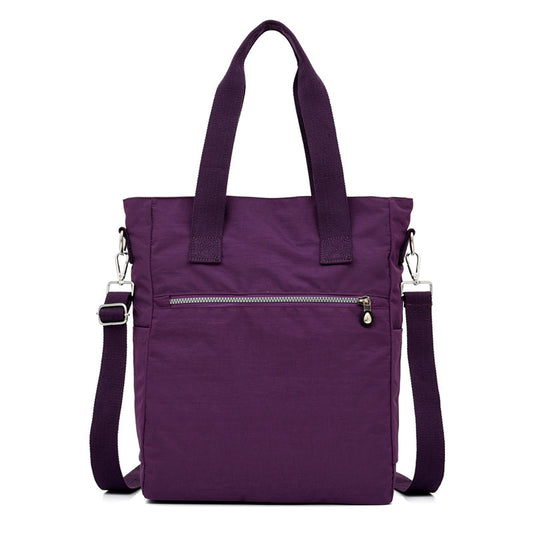 Large Capacity Shoulder Bag, Letter Patch Decor Tote Bag Women's Casual Nylon Handbag