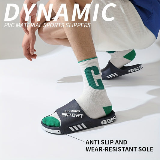 Stylish & Comfortable All-Season Quick-Dry Slides: Non-Slip, Easy-Clean PVC Slippers for Indoor/Outdoor Use