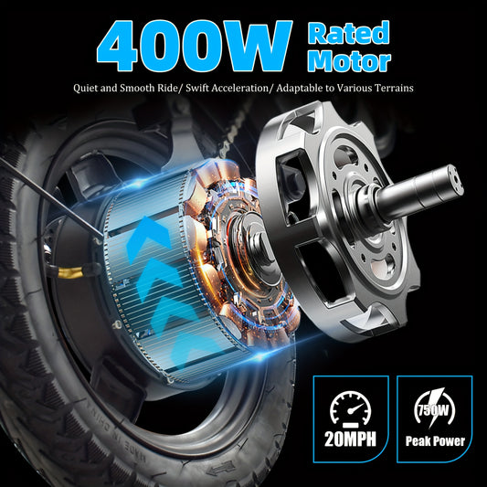 Folding Electric Bike For Adult 400W Rated Brushless Motor Ebike, 14" Tire, Max 48V 1440WH Electric Bicycle, 19MPH Max Speed, Multi-Shock Absorption E-bike, Commuter Ebike For Adults & Teens, Electric EBIKE For Adult Commuter