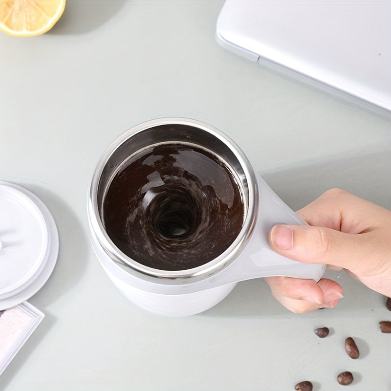 1pc, Marvelous Self-Stirring Mug - 13oz Stainless Steel Auto Mixing Coffee Cup for Hot Beverages - Magnetic, Insulated, Travel-Friendly Kitchen Essential for Office, Home, Summer, Winter Drinkware, and Home Kitchen Organizati