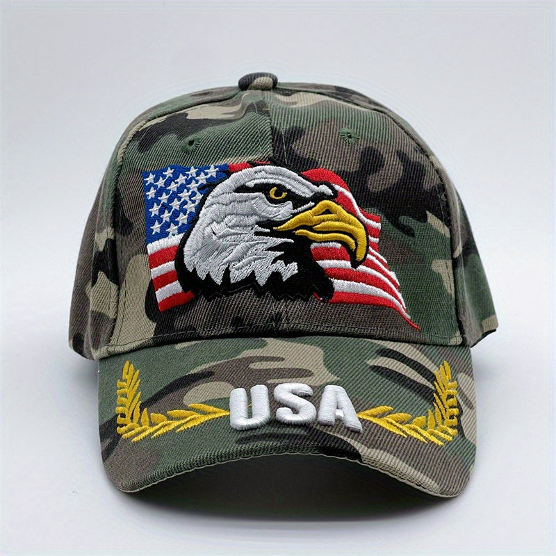 Unisex Eagle Embroidered Baseball Cap - Tactical Camouflage Sunshade Dad Hat with Adjustable Strap - Perfect for Outdoor Enthusiasts and Patriotic Fans
