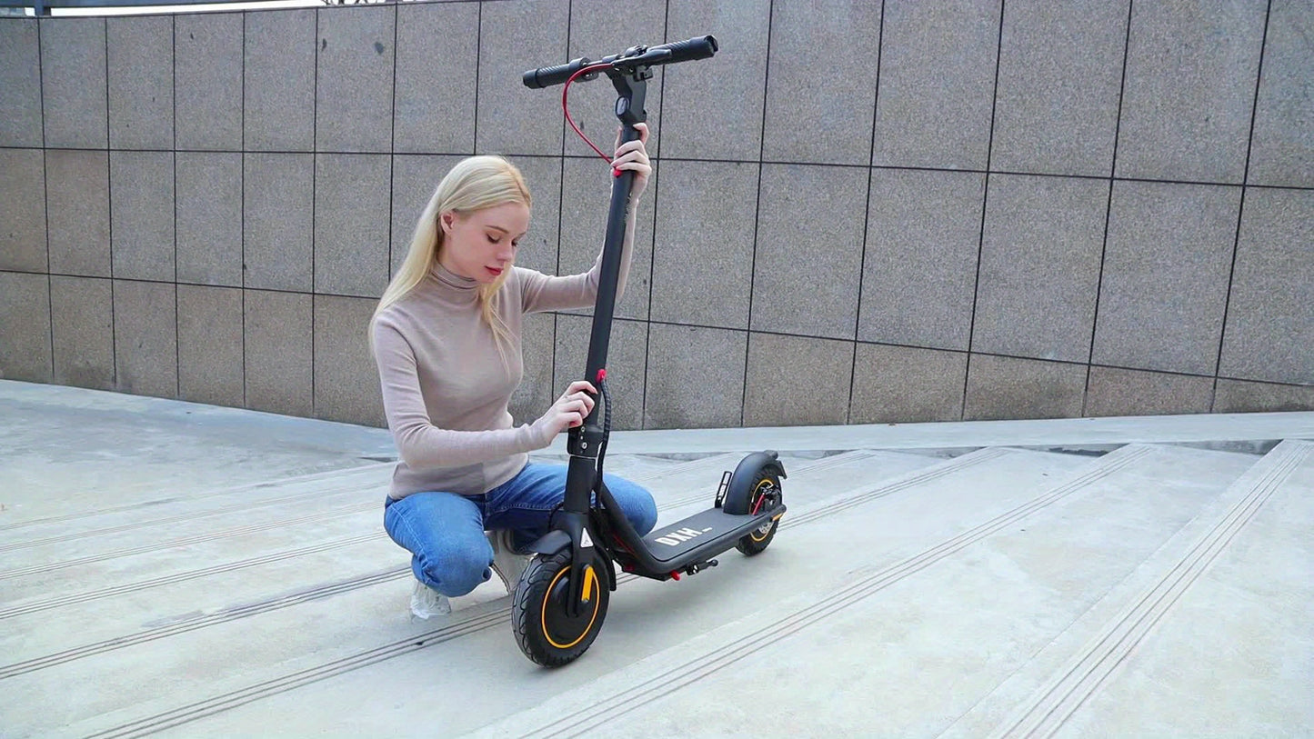 Electric Scooter For Young Adults, 21 Miles Range & 19 MPH, 500W Motor, 10" Inner-Support Tires, Dual Braking System And Cruise Control, With Turn Signals, Foldable Electric Scooter For Teens
