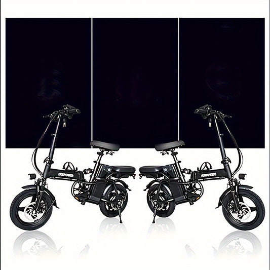 Electric Bike For Adults, 600W Peak 400W Motor, 20 Mph Folding E Bike, 14" Adults Electric Bicycle, 3 Levels Assist, Multi-Shock Mini E Bike With Brake Light, Basket, Water Bottle Rack