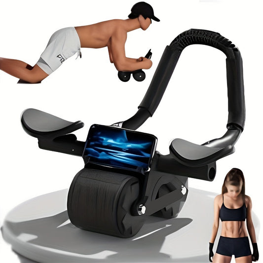 Stainless Steel Abdominal Exercise Wheel with Automatic Rebound & Elbow Support - Core Strength Trainer, Ab Roller Wheel for Abs Workout, Uncharged Ab Fitness Equipment for Home Gym - For Men & Women - Suitable for Home Worko