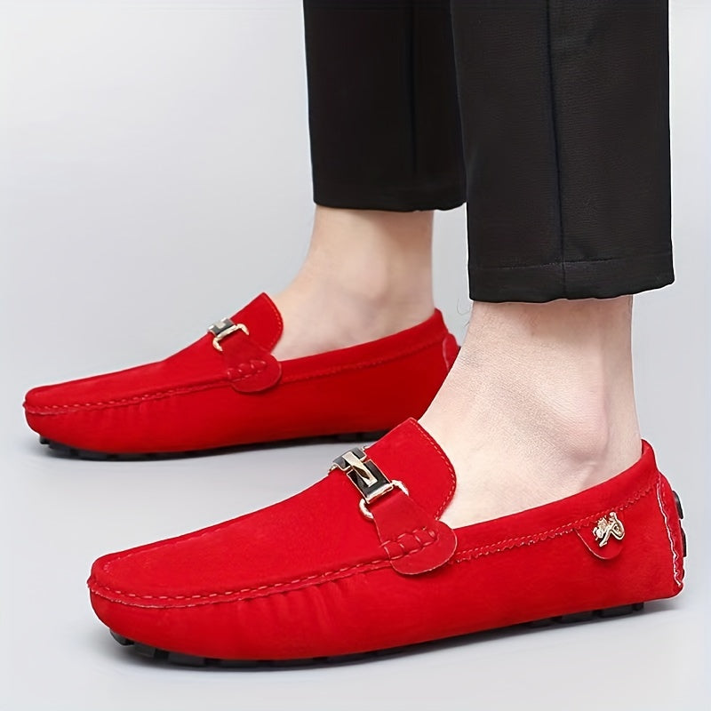 [Metallic Moccasin Loafer Shoes] Men's Moccasin Loafer Shoes With Metallic Decor, Comfy Non-slip Slip On Shoes, Men's Shoes, Spring And Summer