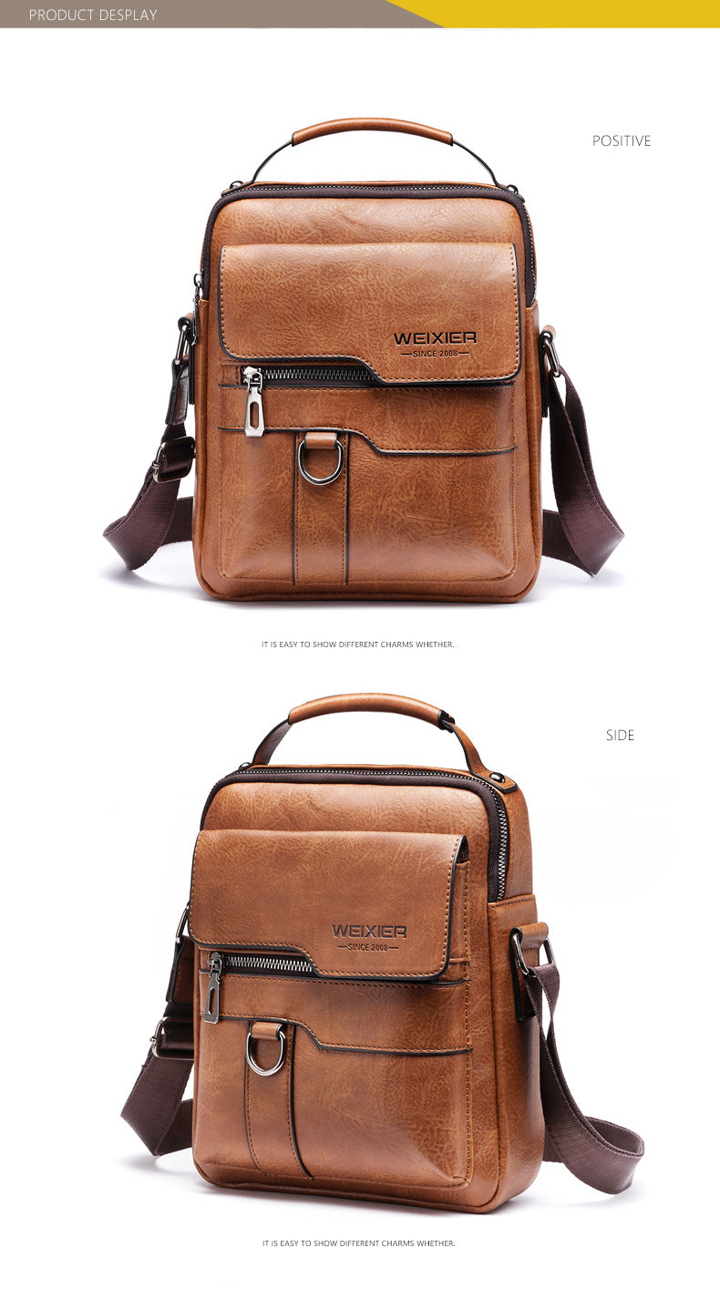 WEIXIER Crossbody Bag, Men's Shoulder Bag Vintage Hand Business Men's Casual Bag Satchel Bag For Men Gift For Father/Anniversary