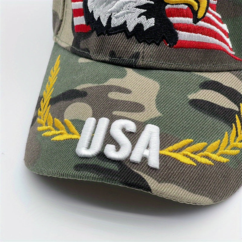 Unisex Eagle Embroidered Baseball Cap - Tactical Camouflage Sunshade Dad Hat with Adjustable Strap - Perfect for Outdoor Enthusiasts and Patriotic Fans