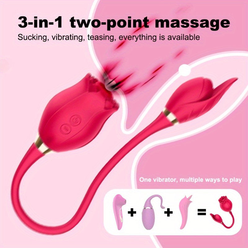 3-In-1 Rose Toy Vibrator, Dildo, Female Tongue Licking Stimulator, G-Spot, Dildo, Nipple Licking Device for Ladies, Valentine'S Day Gift, Gift for Girlfriends