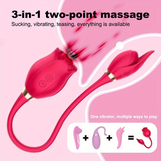 3-In-1 Rose Toy Vibrator, Dildo, Female Tongue Licking Stimulator, G-Spot, Dildo, Nipple Licking Device for Ladies, Valentine'S Day Gift, Gift for Girlfriends