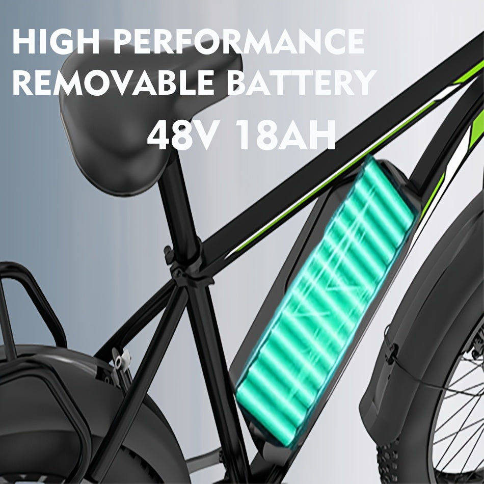 F26 Electric Bike for Adults 740W Electric Bicycle 48V 18AH (864WH) Removable Battery Electric Bike 26" Fat Tire Mountain 19mph 7 Speed Gears Dual Shock Absorber Electric Bike