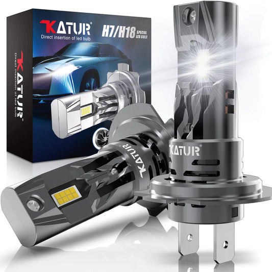 Katur 2x Canbus H7 LED Bulb 22000LM 120W Error Free 1:1 Mini Size Head Lamp Wireless Super Bright 6000K White H7 Headlight