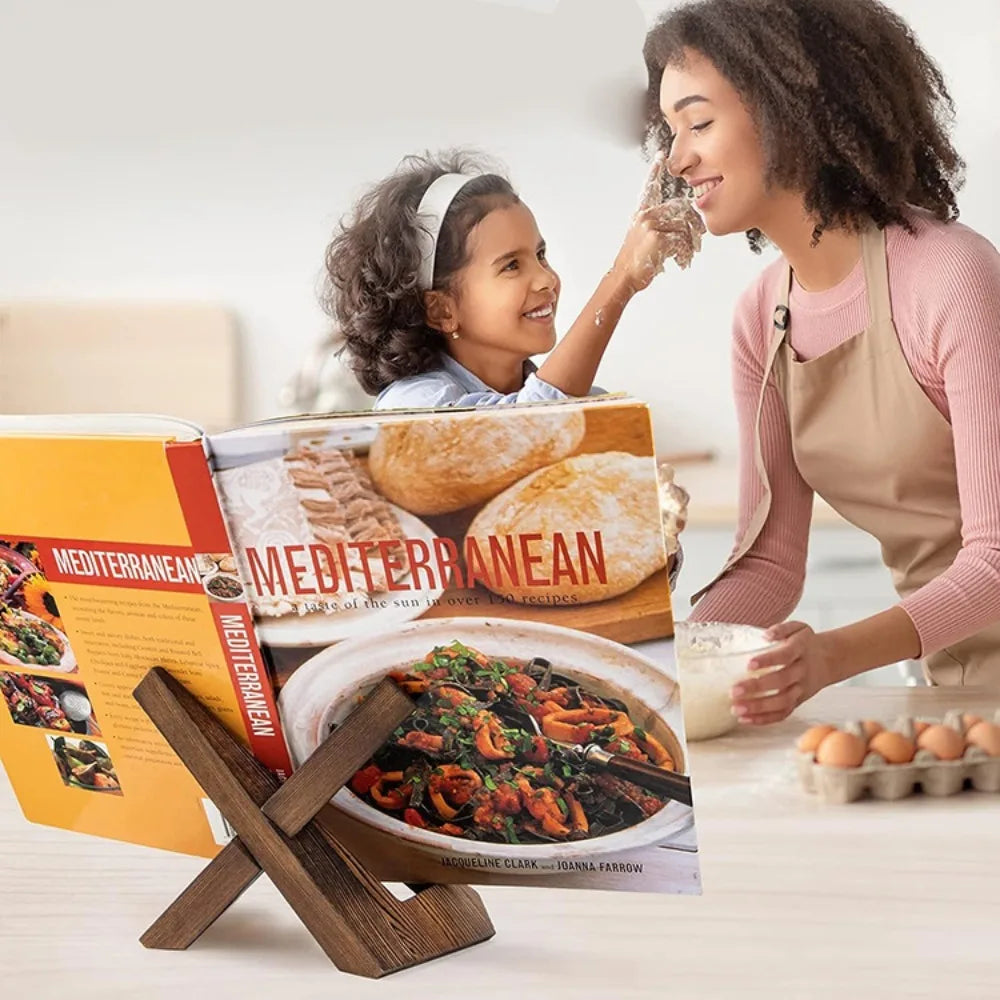 Wooden Kitchen Countertop Recipe Holder Music Scores Simple Cookbook Stand Holder Home Table Decor Book Reading Rest