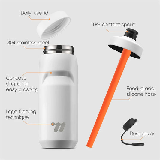 WEST BIKING Stainless Steel Insulated Sports Water Bottle 550ml Cycling Thermos Bottle Keep Cold&Hot Gym Portable Thermal Kettle