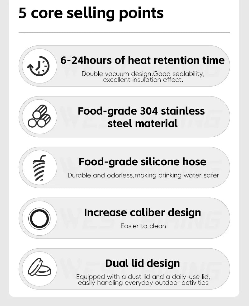 WEST BIKING Stainless Steel Insulated Sports Water Bottle 550ml Cycling Thermos Bottle Keep Cold&Hot Gym Portable Thermal Kettle