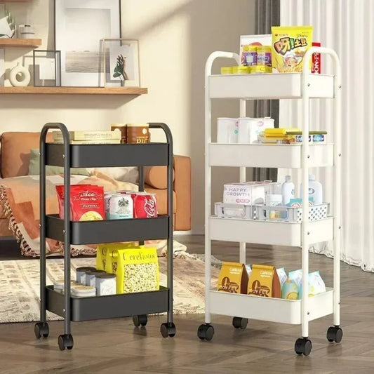 Kitchen Organizer Shelves Mobile Storage Rack Multi Storey Household Trolley Multifunctional Living Room Floor Type Snack Cart