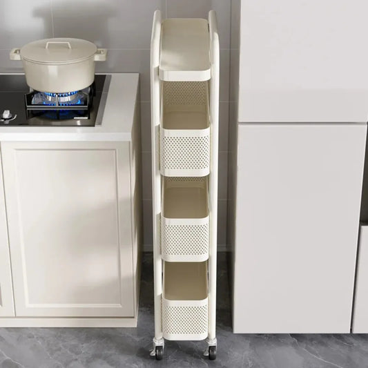 Kitchen Multi-Functional Storage Trolley Vegetables Baskets Bathroom Moisture-Proof Mobile Cart Snack Rack Living Room Shelves