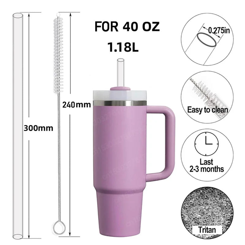 30cm Replacement Straw Compatible Stanley 40oz Tumbler, Plastic Clear Reusable for Stanley Tumbler Transparent Plastic Straws